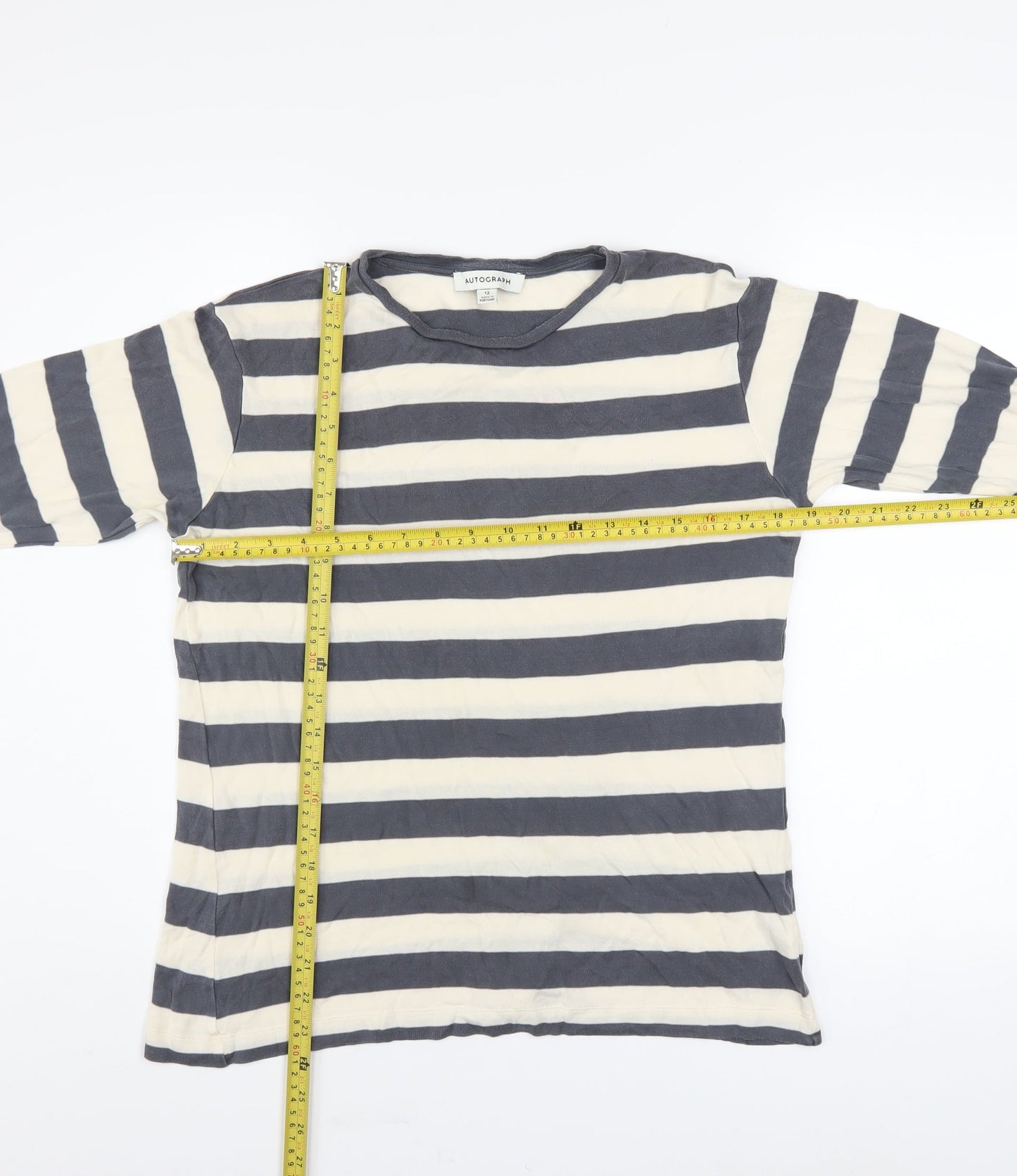 Marks and Spencer Autograph Women's Striped Long Sleeve Lyocell T-Shirt Size 12