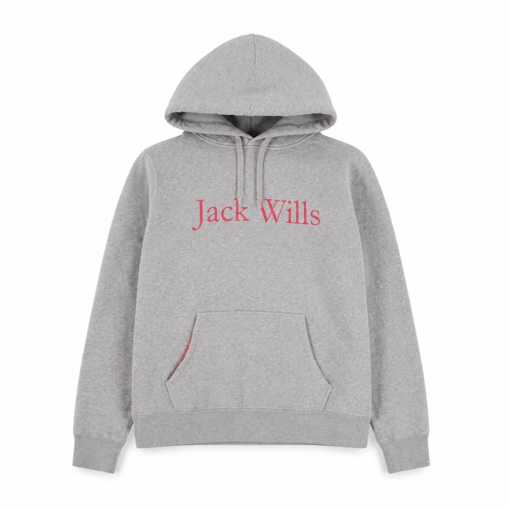 Jack Wills Womens Grey Size 14 Pullover Hoodie with Logo Print