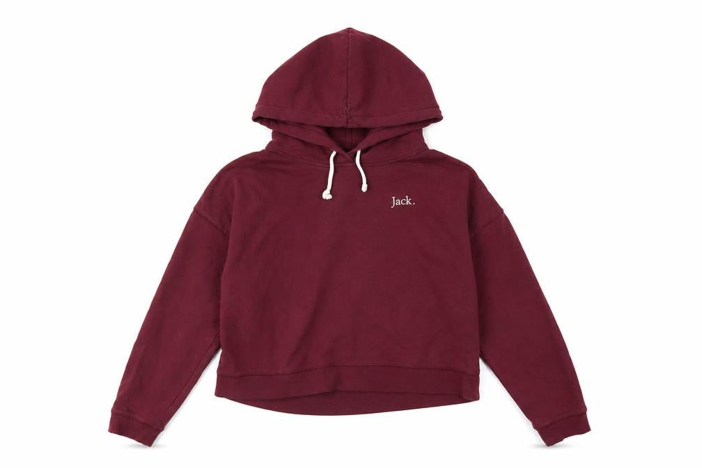 Jack Wills Womens Burgundy Pullover Hoodie UK 16 Cotton Blend
