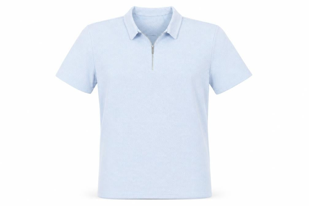 boohooMAN Men’s Blue Short Sleeve Collared Zip Polo Shirt Size M