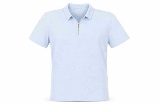 boohooMAN Men’s Blue Short Sleeve Collared Zip Polo Shirt Size M