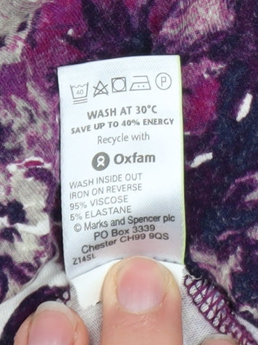 Marks and Spencer Women's Purple Floral Viscose 3/4 Sleeve Blouse UK 12