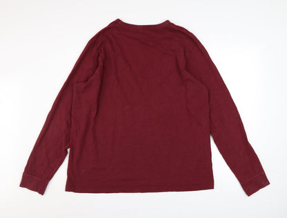 M&Co Men's Red XL Pullover Cotton Sweatshirt Long Sleeve Crew Neck