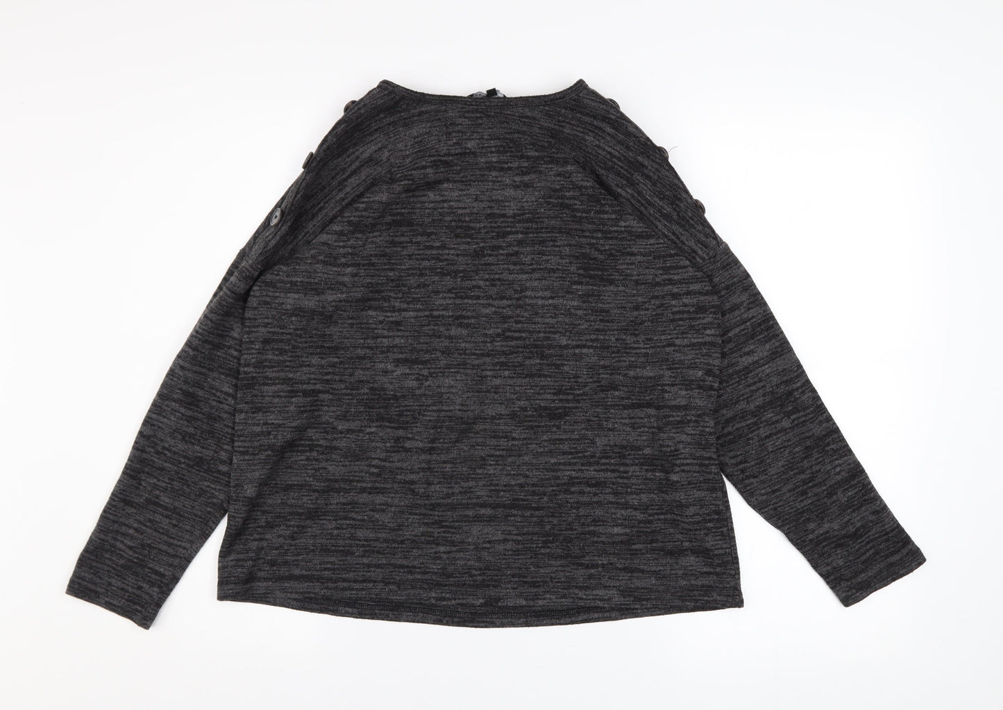 Peacocks Women's Grey Crew Neck Button Shoulder Pullover Jumper Size 8
