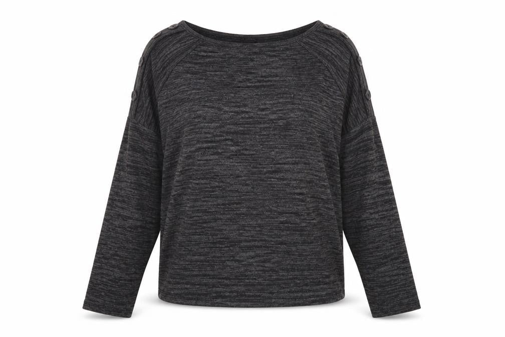 Peacocks Women's Grey Crew Neck Button Shoulder Pullover Jumper Size 8