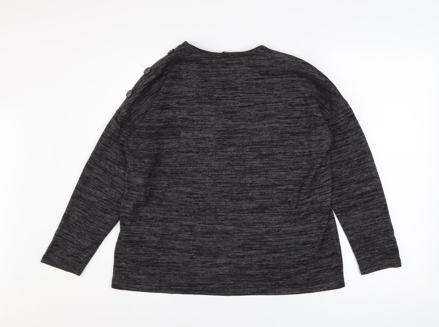 Peacocks Women's Grey Crew Neck Button Shoulder Pullover Jumper Size 8