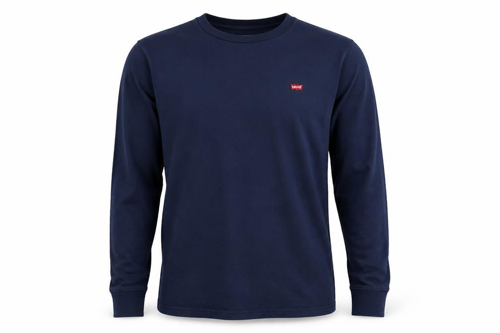 Levi's Men's Blue Cotton Long Sleeve Crew Neck Casual Top Size S