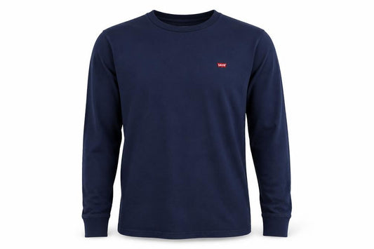 Levi's Men's Blue Cotton Long Sleeve Crew Neck Casual Top Size S