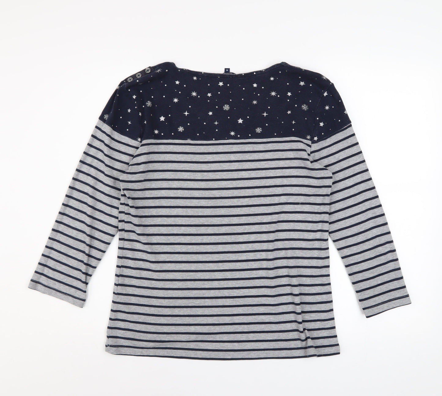 Maine New England Womens Grey Stripe Star Top Size 16 Pullover