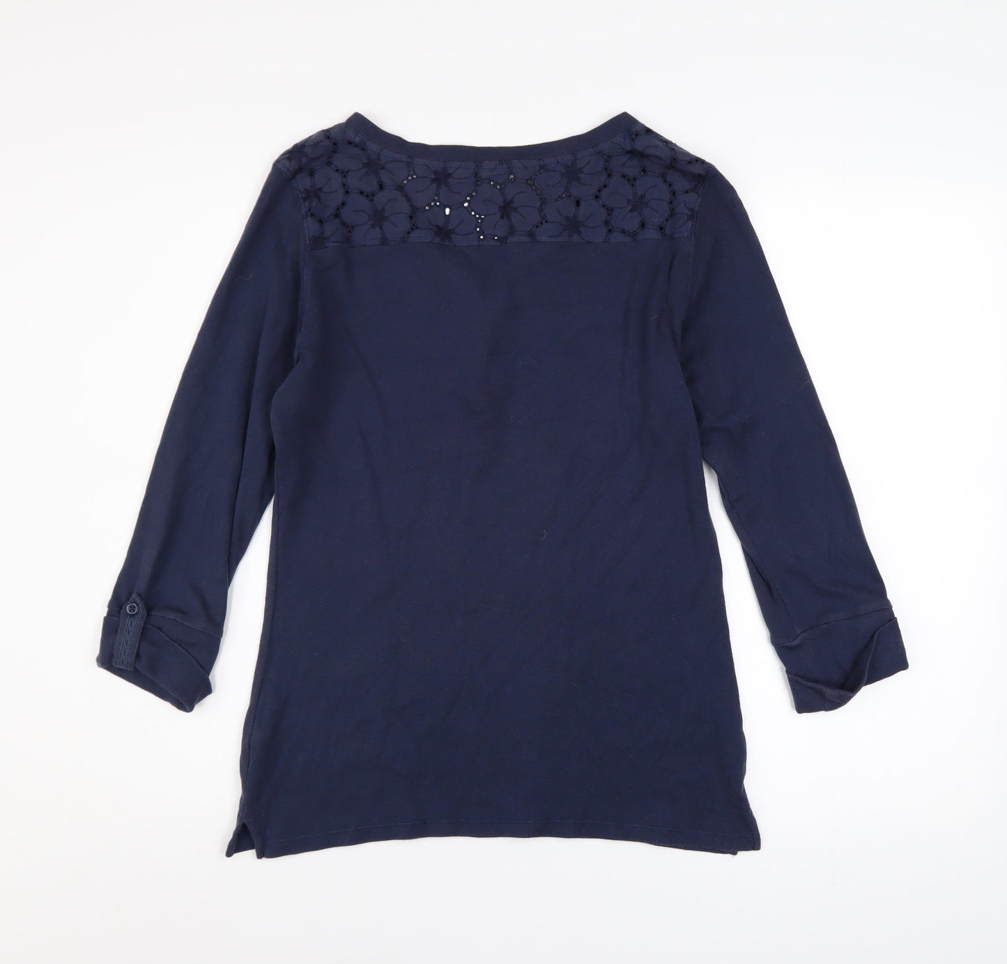 Spirit at M&Co Women's Blue Size 12 Cotton 3/4 Sleeve Button Top
