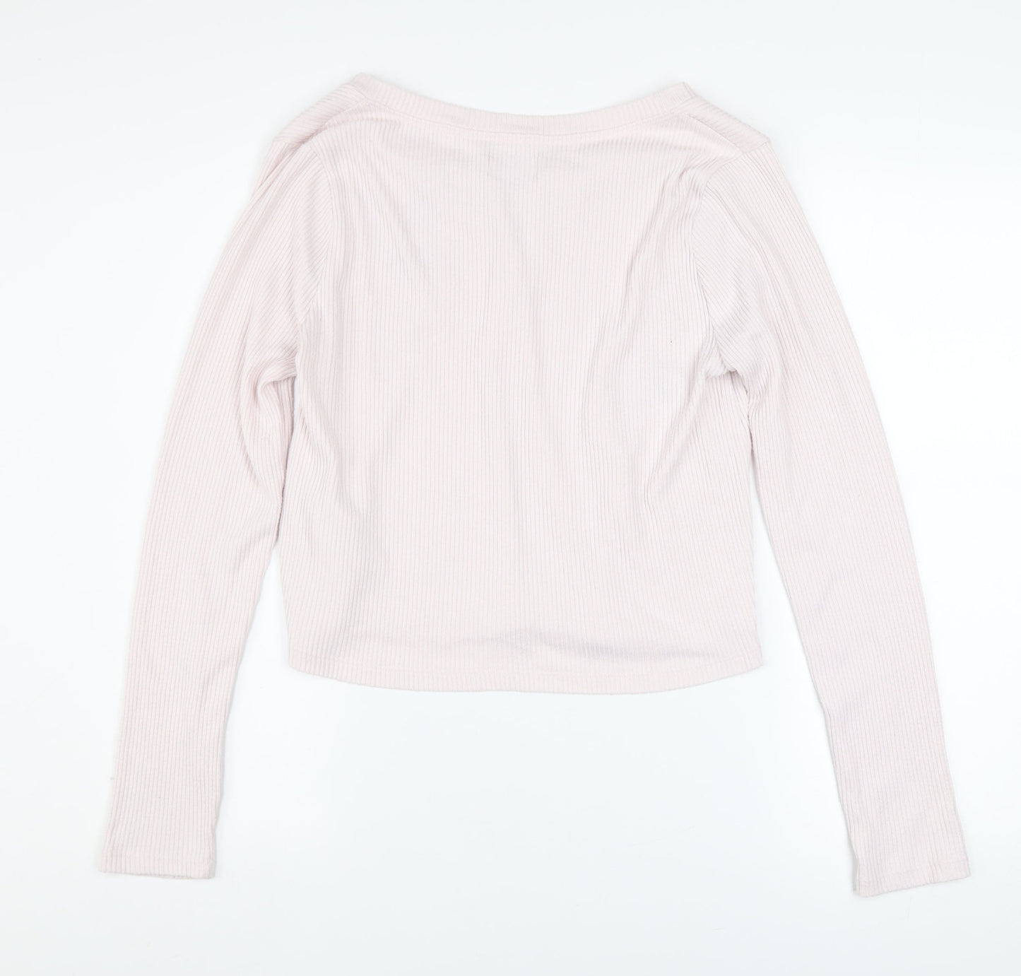Hollister Women Pink Henley Sweatshirt Medium Long Sleeve