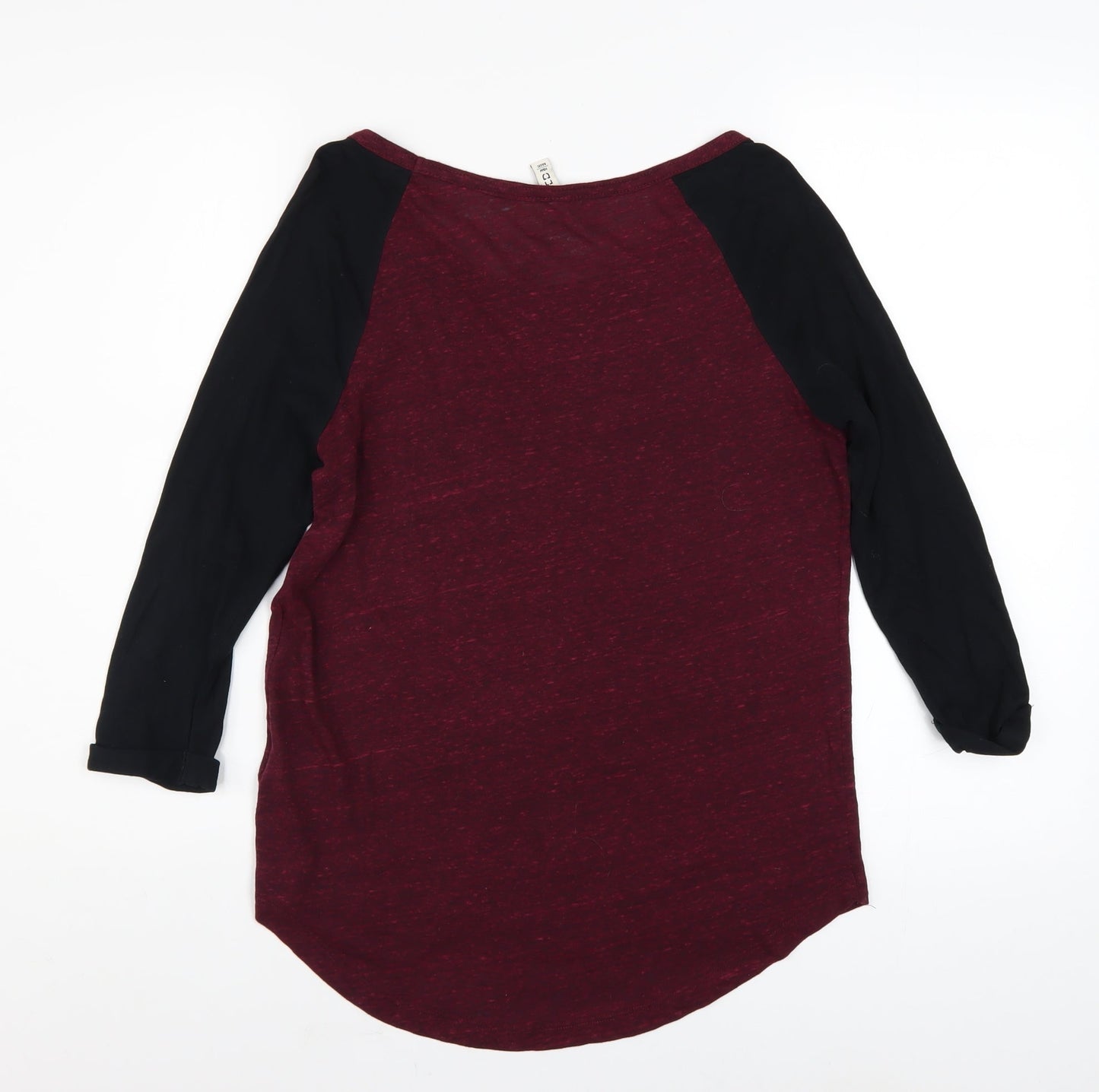 H&M Divided Womens Red Black Raglan 3/4 Sleeve Basic T-Shirt XS