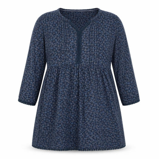 Beacan Cove Women Blue Floral Cotton A-Line Dress Size 12