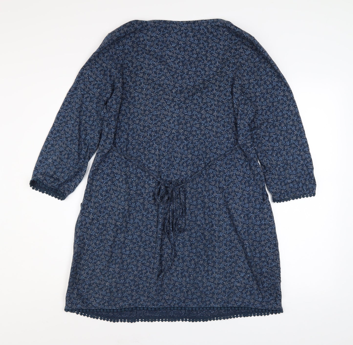 Beacan Cove Women Blue Floral Cotton A-Line Dress Size 12