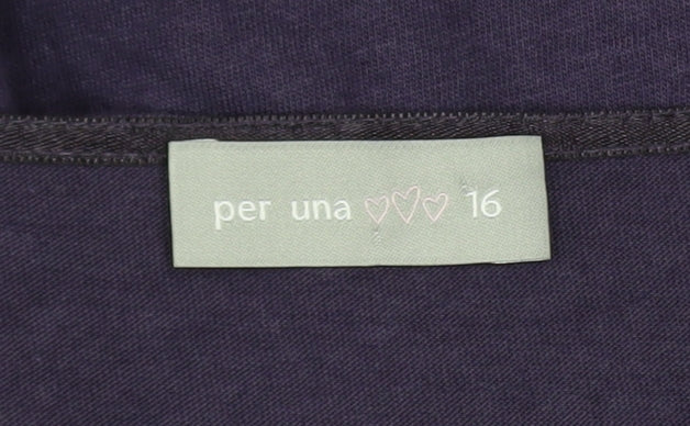 Marks and Spencer Per Una Purple 3/4 Sleeve Cotton Blend Blouse UK 16