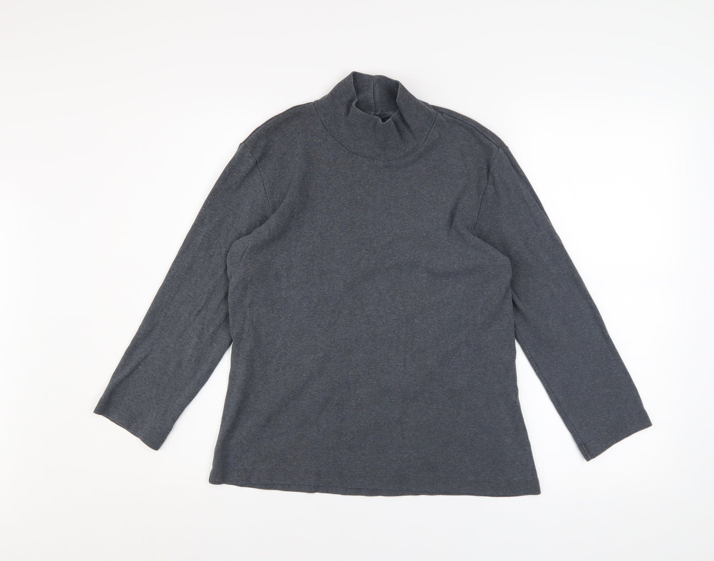 Lands' End Women's Grey Roll Neck Cotton Jumper Size S 6-8