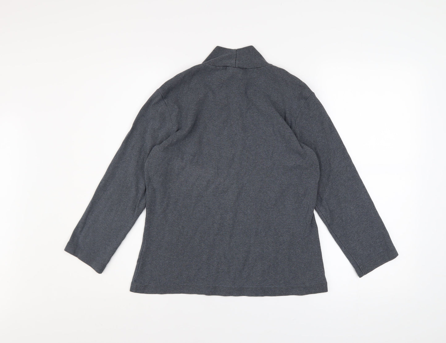 Lands' End Women's Grey Roll Neck Cotton Jumper Size S 6-8