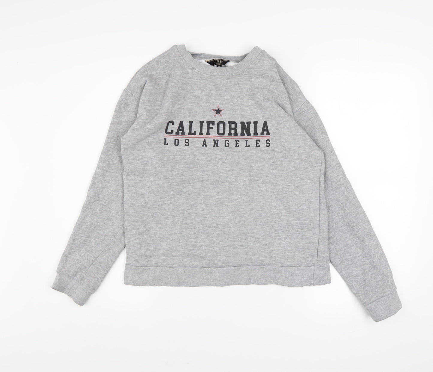 Lipsy London Womens Grey California Los Angeles Cotton Blend Sweatshirt M