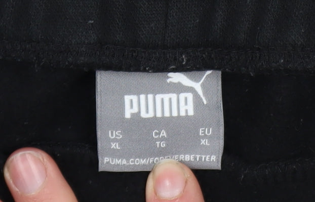 Puma Men's Black XL Jogger Trousers Cotton Blend Fleece Pants