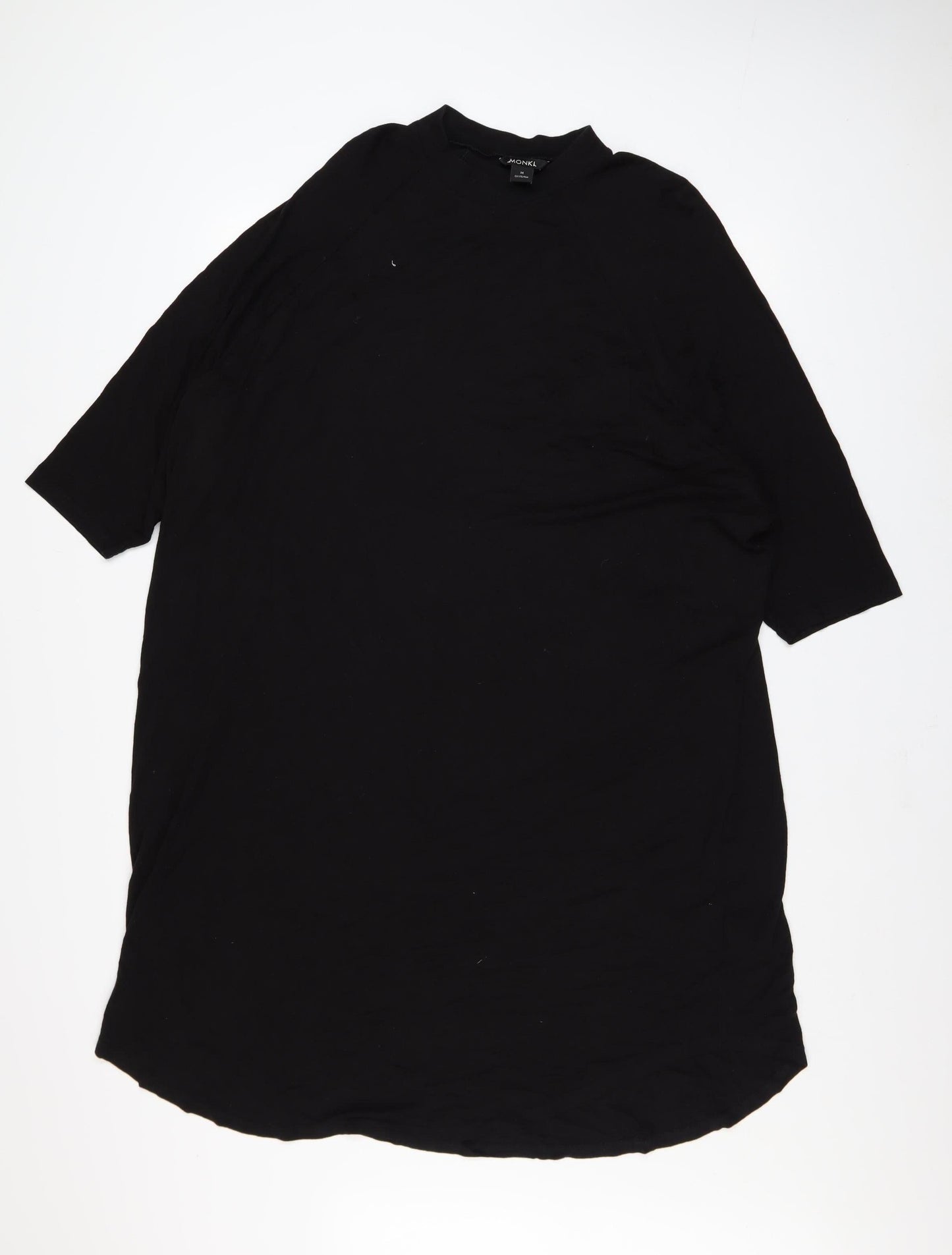 Monki Women Black Size 12 T-Shirt Dress 3/4 Sleeve Cotton Stretch