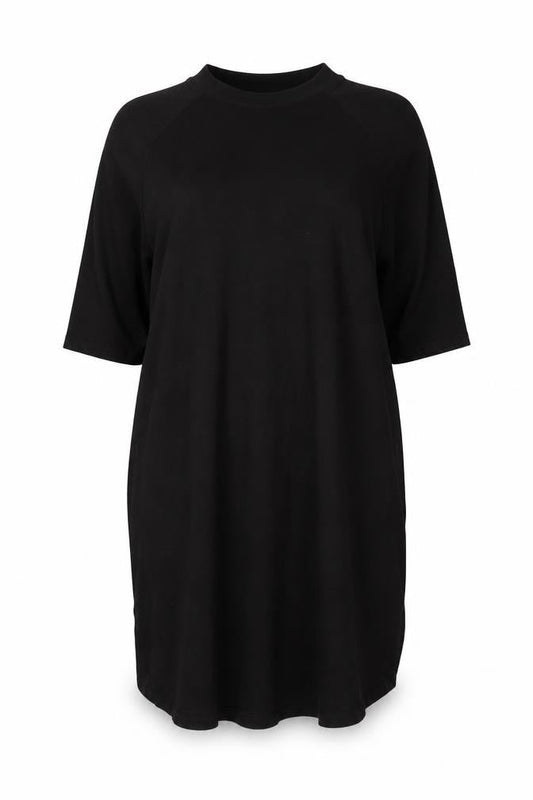 Monki Women Black Size 12 T-Shirt Dress 3/4 Sleeve Cotton Stretch
