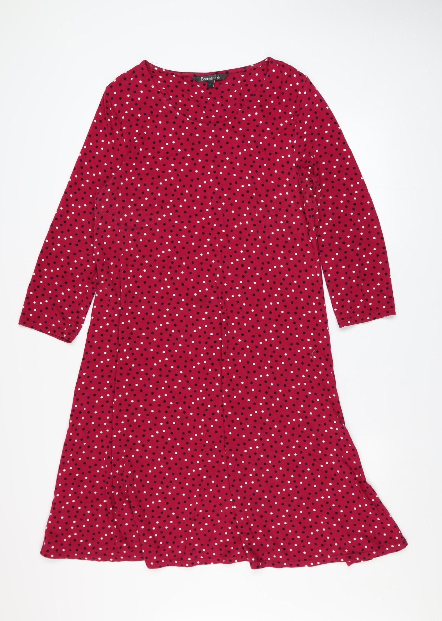 Bonmarché Women’s Red Polka Dot A-Line Knee Length Dress Size 12