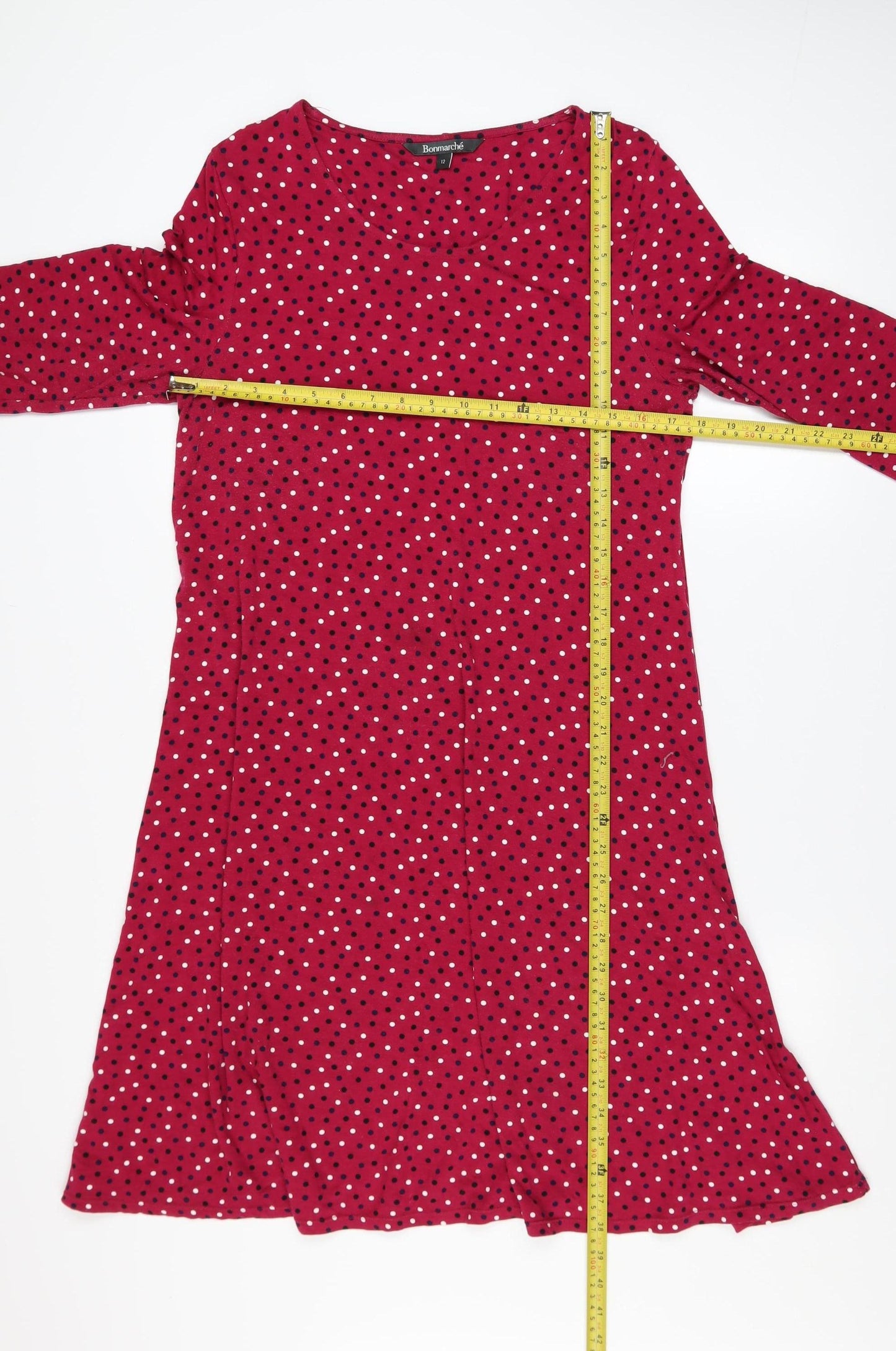 Bonmarché Women’s Red Polka Dot A-Line Knee Length Dress Size 12