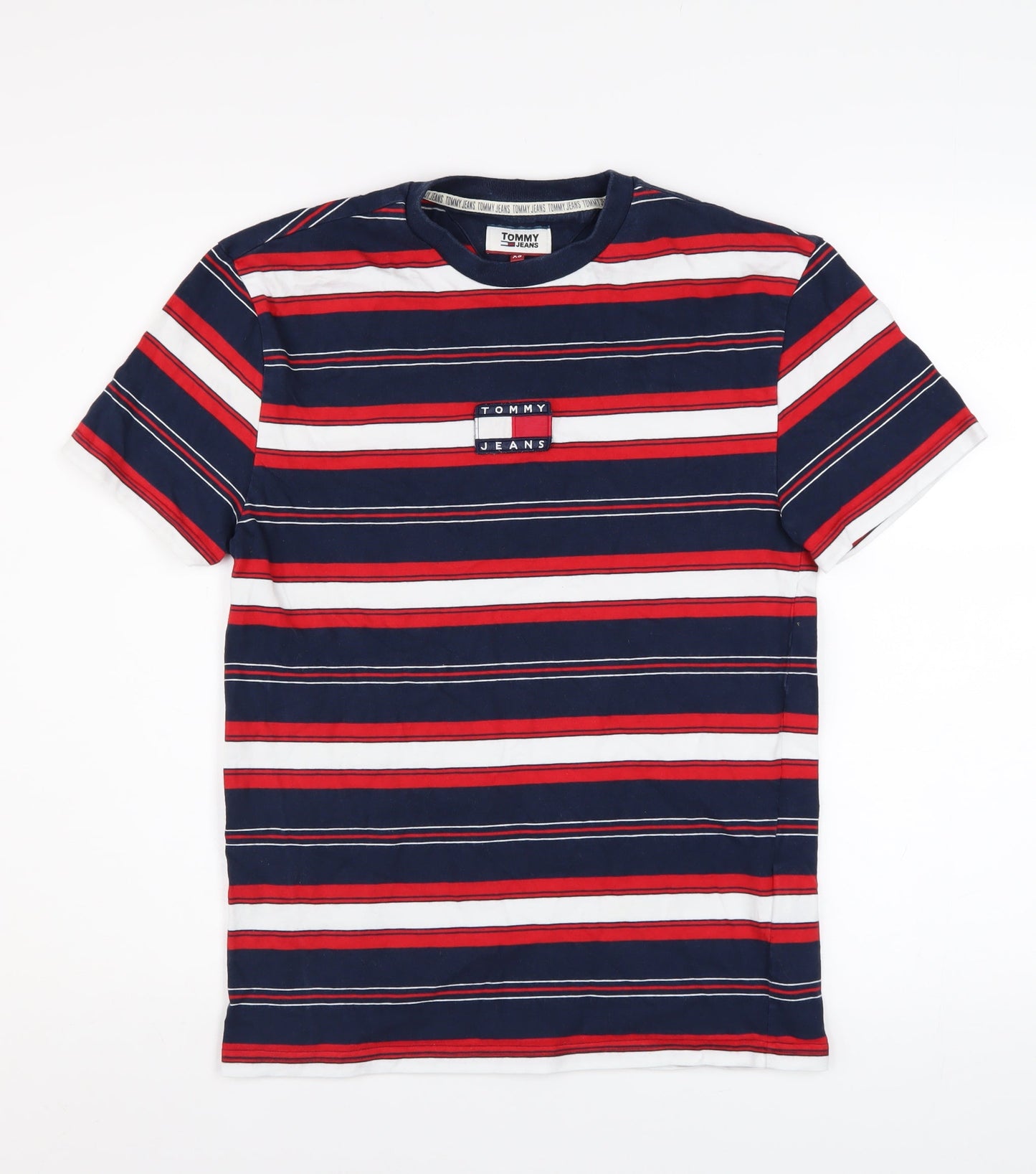 Tommy Jeans Men's Multicoloured Striped Cotton Crew Neck T-Shirt XS
