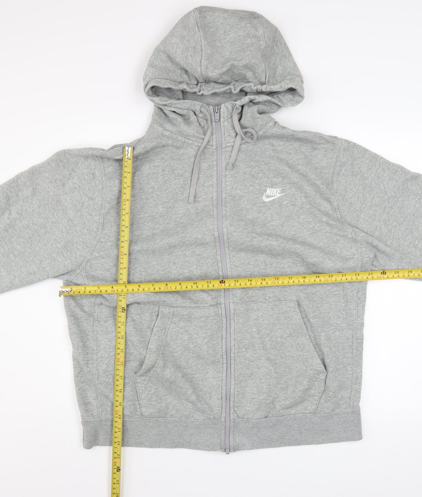 Nike Men's Grey Full Zip Hoodie Size L Cotton Blend Sweatshirt