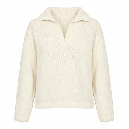 Next Women Ivory Collared Chunky Knit Cotton Pullover Jumper Size S