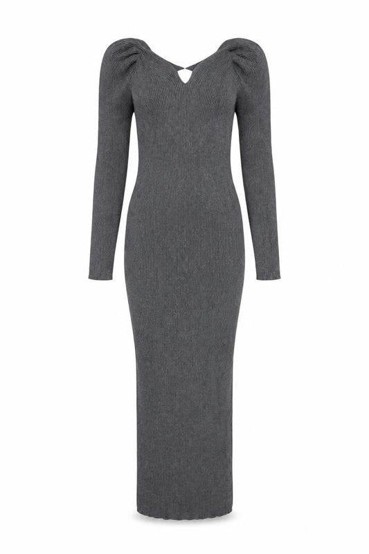 H&M Women’s Grey Long Sleeve Bodycon Knit Dress Size S