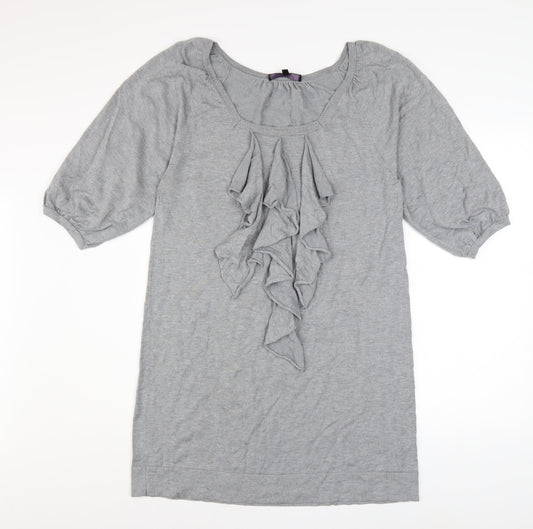 Coast Women Grey Size 14 Ruffle Front Shift Dress