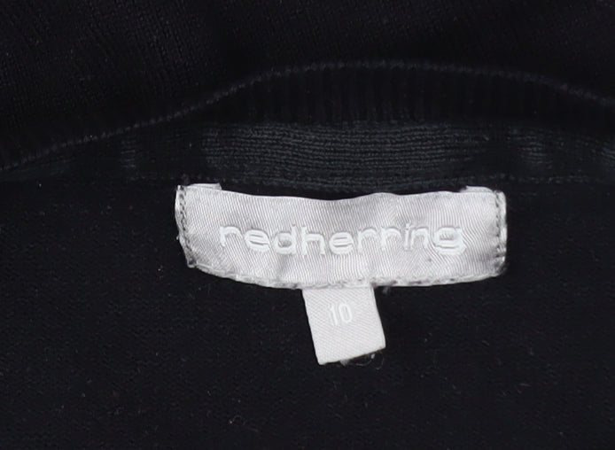 Red Herring Women’s Black Zip Hem Crew Neck Jumper Size 10