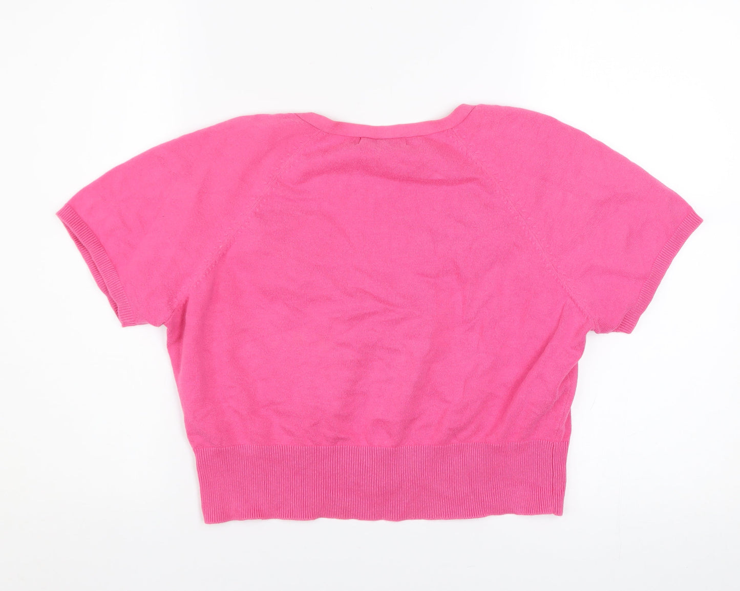 Red Herring Women Pink Short Sleeve V-Neck Cardigan Size 14
