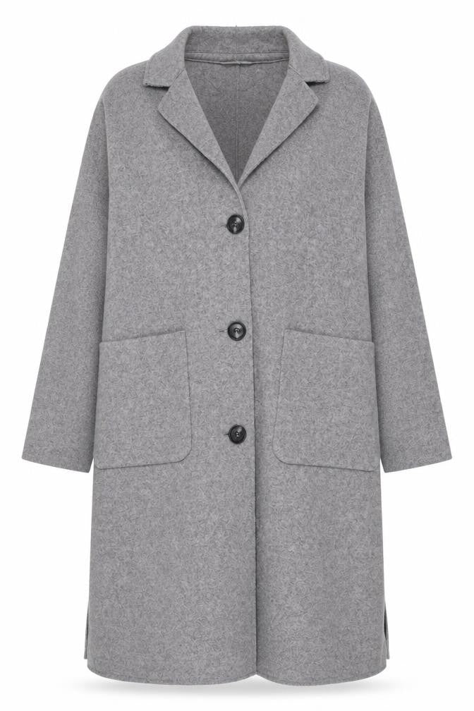 ESPRIT Womens Grey Wool Blend Long Overcoat Size M