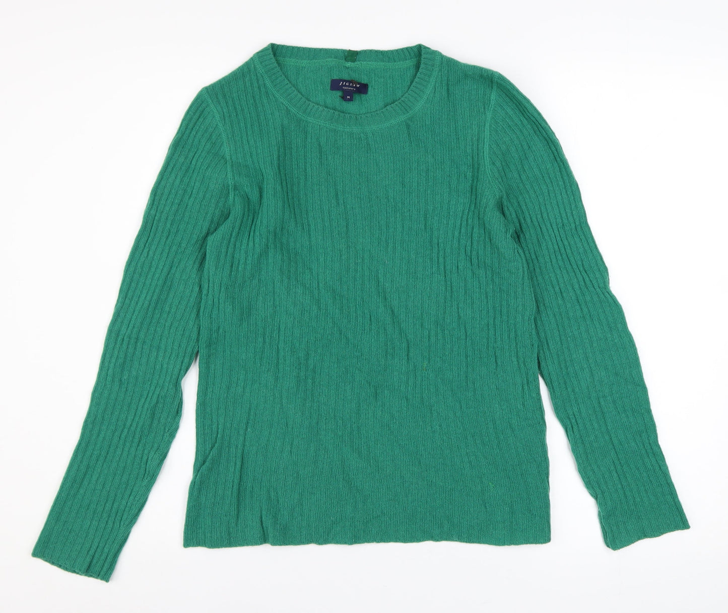 Jigsaw Women Green Cashmere Crew Neck Long Sleeve Pullover Jumper M