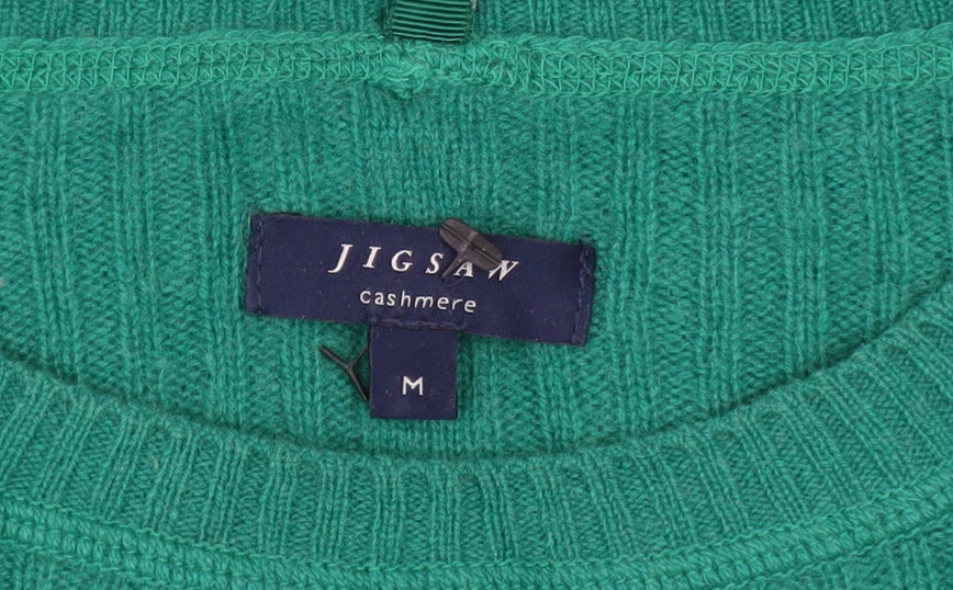 Jigsaw Women Green Cashmere Crew Neck Long Sleeve Pullover Jumper M