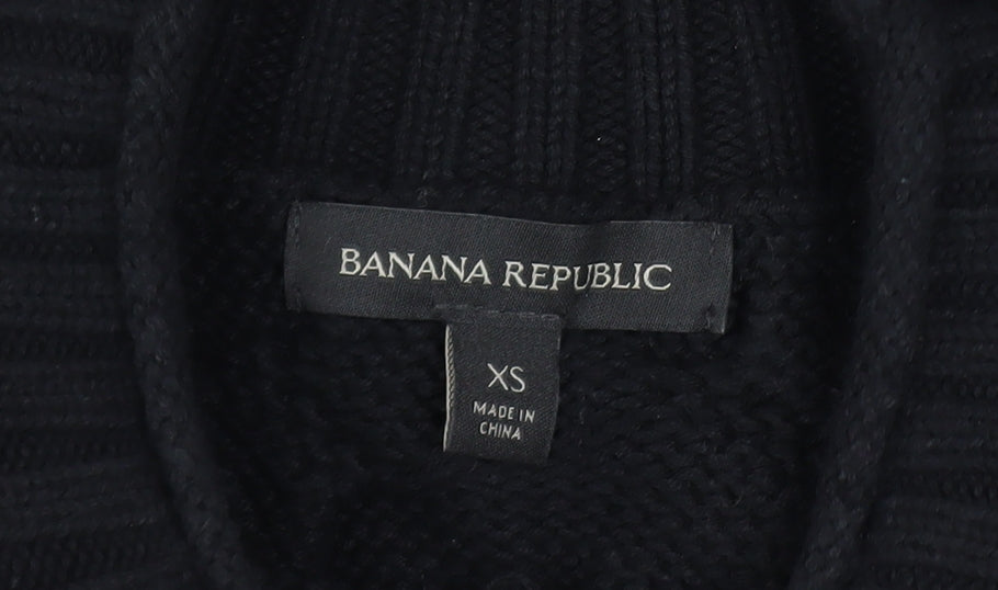 Banana Republic Womens Black XS Cable Knit Cotton Jumper