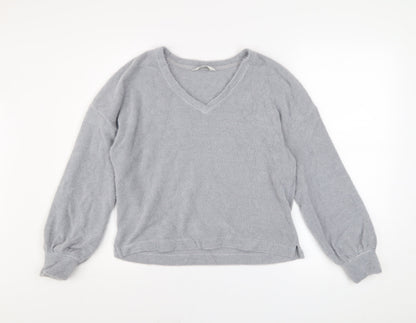 Marks & Spencer Women Grey V-Neck Knit Pullover Jumper Size S