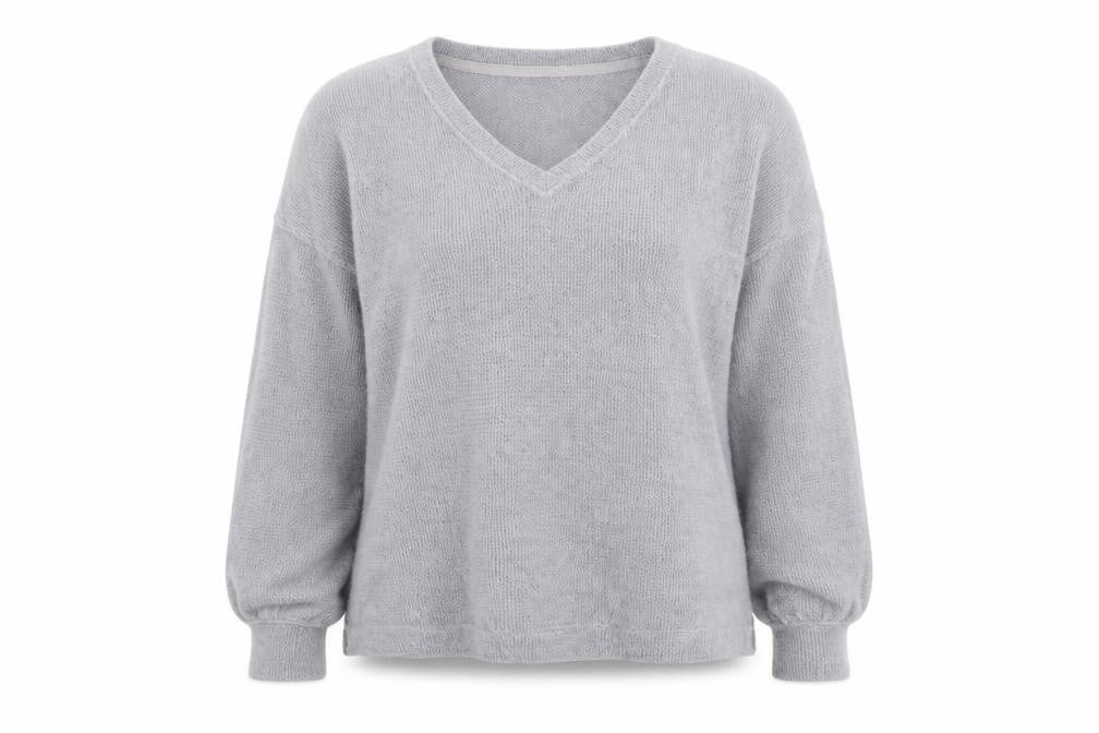 Marks & Spencer Women Grey V-Neck Knit Pullover Jumper Size S