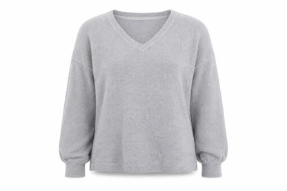 Marks & Spencer Women Grey V-Neck Knit Pullover Jumper Size S