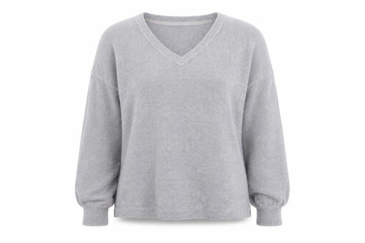 Marks & Spencer Women Grey V-Neck Knit Pullover Jumper Size S