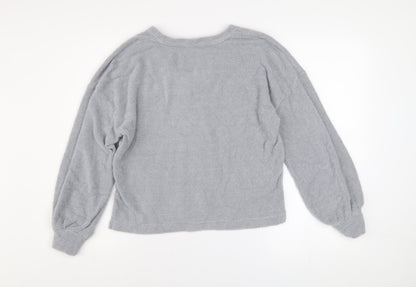 Marks & Spencer Women Grey V-Neck Knit Pullover Jumper Size S
