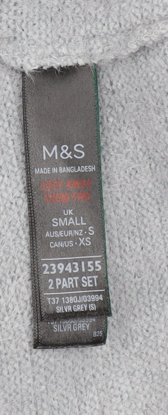 Marks & Spencer Women Grey V-Neck Knit Pullover Jumper Size S