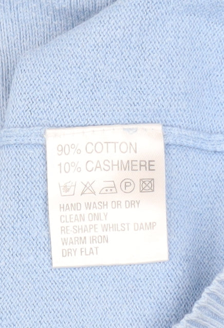 Austin Reed Mens Blue Cotton Cashmere V-Neck Sleeveless Jumper L