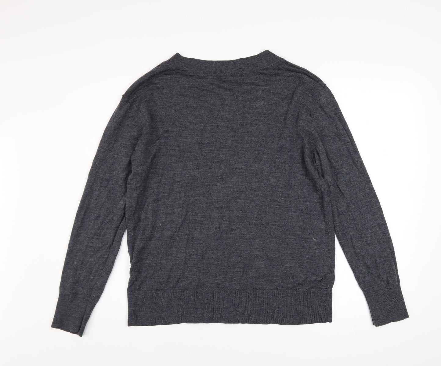 H&M Women’s Grey Merino Wool V-Neck Jumper Size 12
