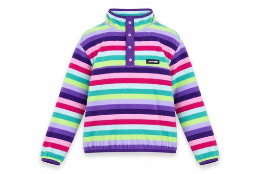Lands' End Teens Multicoloured Striped Fleece Pullover Sweatshirt L 12-14