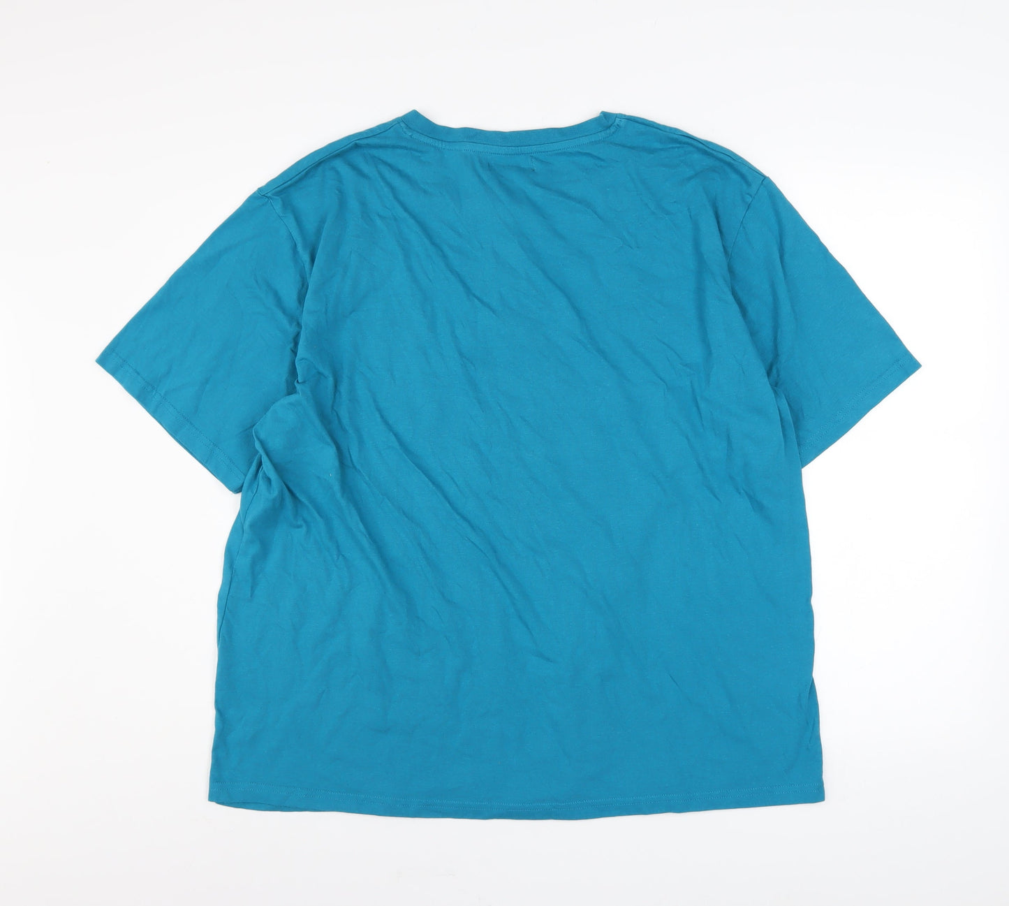 Atlas For Men Men's Blue 2XL Henley T-Shirt with Beach Print