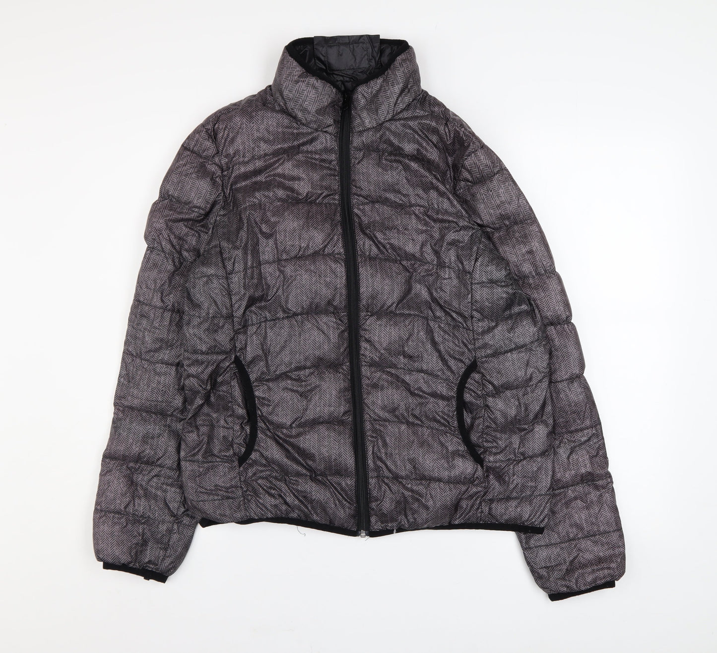 Fransa Womens Grey Mid-Length Puffer Jacket Size M