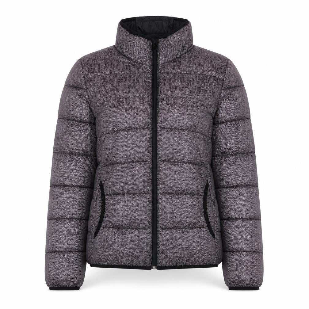 Fransa Womens Grey Mid-Length Puffer Jacket Size M